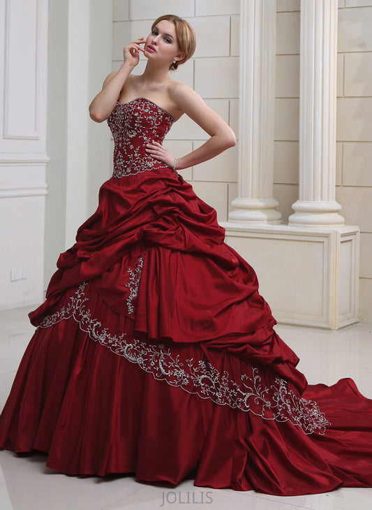 Wedding Dresses Dress Wedding Embroidered Taffeta With Ruffle Beading Train Delilah Ball-Gown/Princess Royal Sweetheart