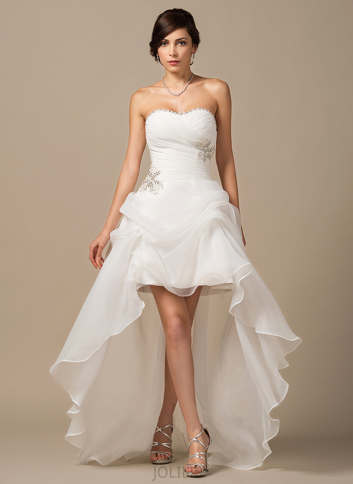 A-Line Asymmetrical Wedding Dresses Sequins With Wedding Iyana Organza Beading Ruffle Dress Sweetheart