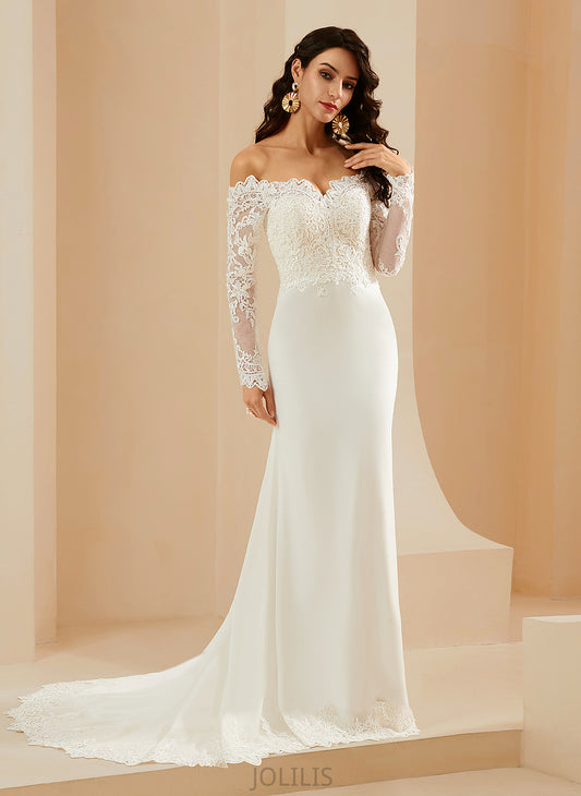 Dress Off-the-Shoulder Lace Train Wedding Dresses Chiffon Court Wedding Trumpet/Mermaid With Kali