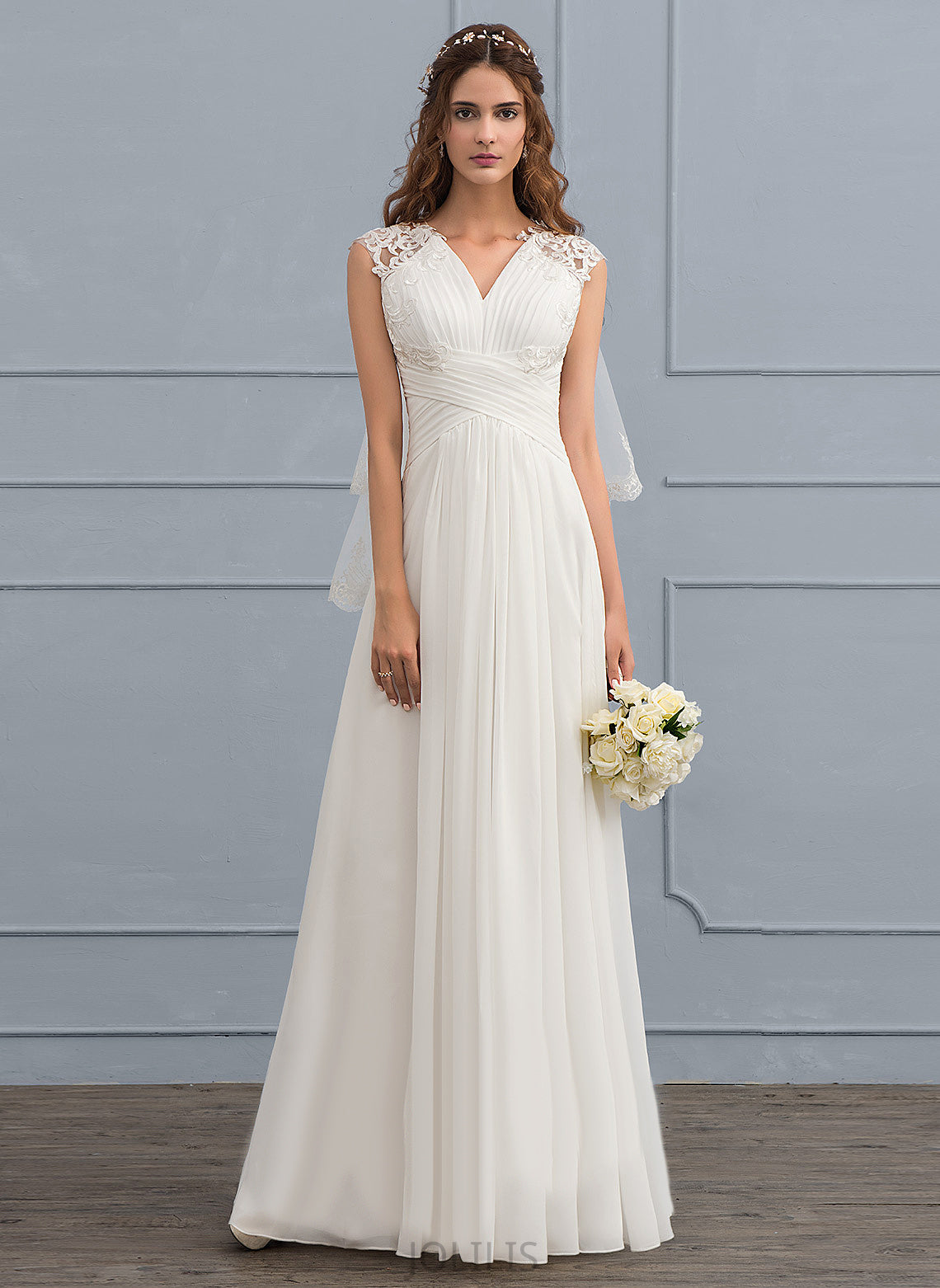 Lace Wedding A-Line Sweetheart Wedding Dresses With Isabelle Dress Ruffle Chiffon Floor-Length