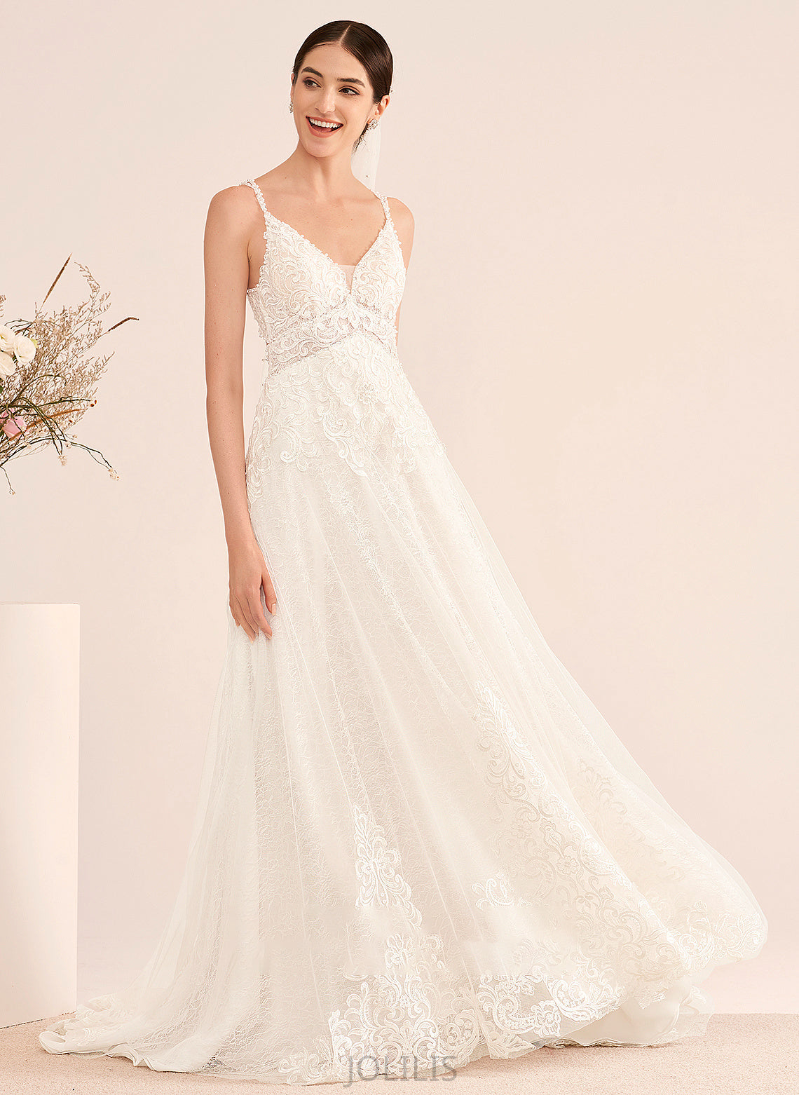 Wedding Dresses V-neck Train With Court Beading Brielle Dress A-Line Wedding