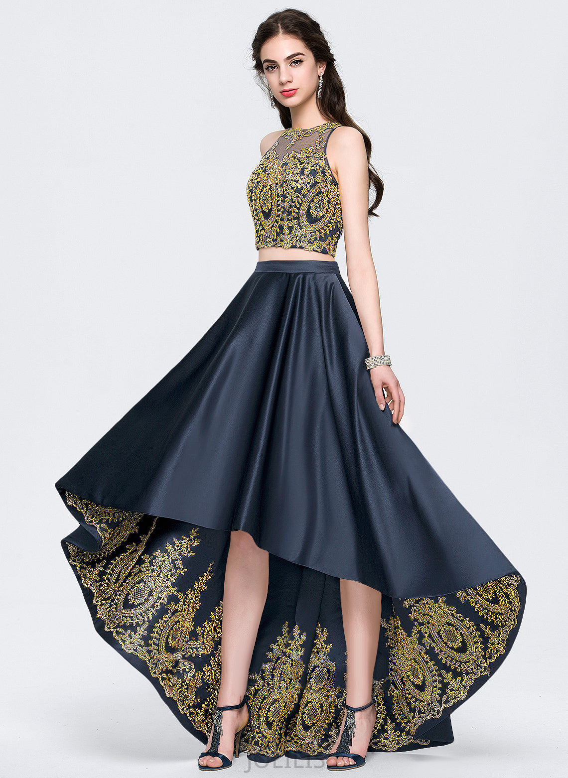 Asymmetrical Prom Dresses Sequins Beading A-Line Scoop Asia With Satin