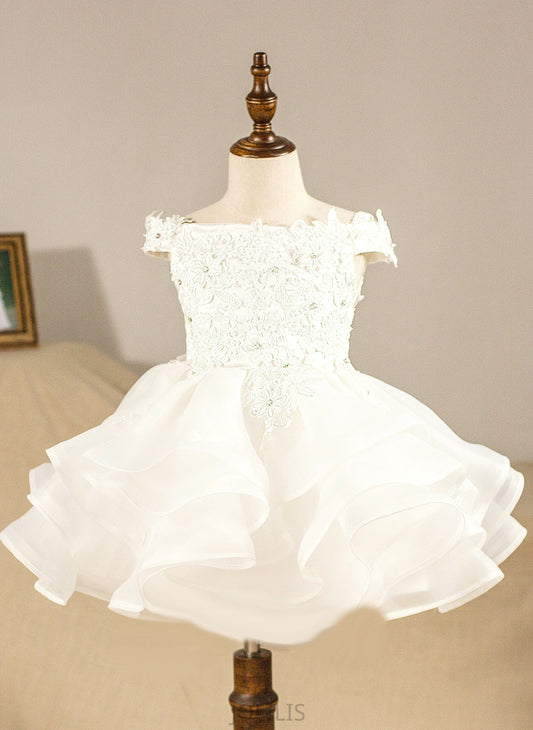 '- Flower Girl Dresses Flower Off-the-Shoulder Sleeveless Organza Ball-Gown/Princess Girl Dress Kasey Knee-length