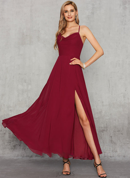 Prom Dresses Front Aubree Ankle-Length A-Line Chiffon V-neck With Split