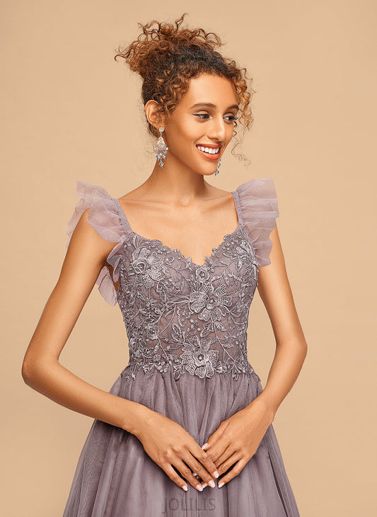 Homecoming Dresses Homecoming Dress With Knee-Length Ruffles Jaelyn Lace Tulle Cascading A-Line V-neck