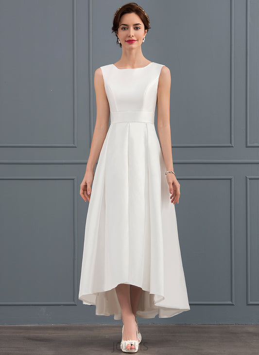 Dress Square Satin Asymmetrical Priscilla Wedding Dresses Wedding A-Line