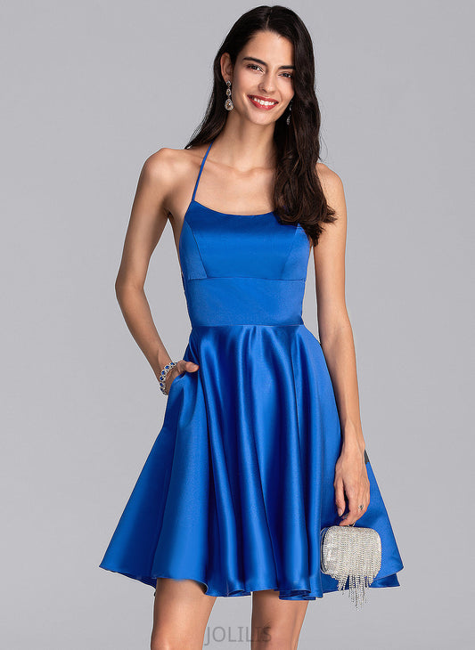 Dress Short/Mini Neckline Square A-Line Satin Homecoming Homecoming Dresses Isabel