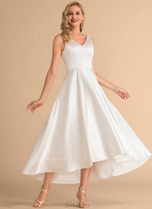 Wedding Dresses A-Line Dress Wedding Siena V-neck Satin Asymmetrical