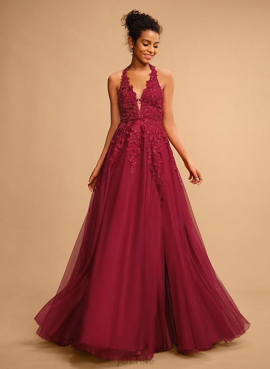 Prom Dresses Halter Ball-Gown/Princess Nicola Floor-Length Lace Tulle With Sequins