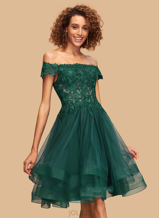 Off-the-Shoulder With Homecoming Dresses Lace Homecoming Dress A-Line Trudie Knee-Length Tulle