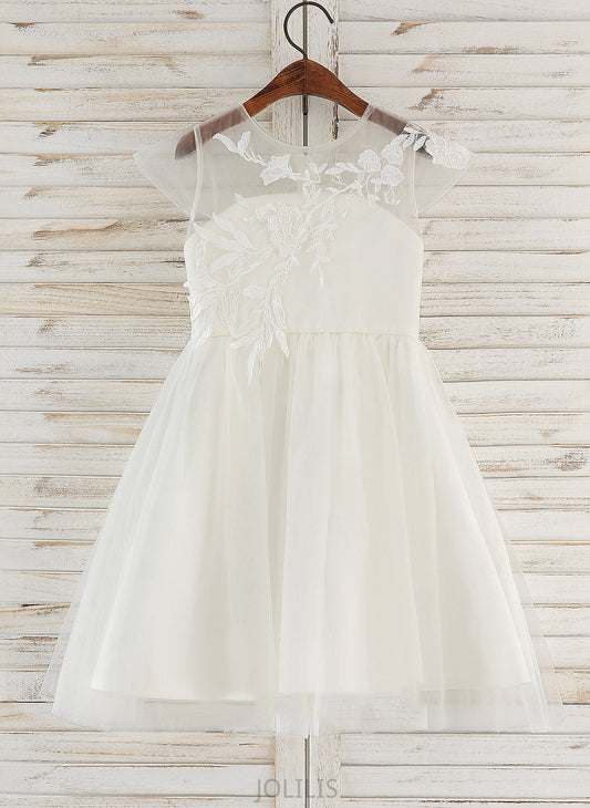 Dress Flower A-Line Girl - Tulle/Lace Sleeveless Flower Girl Dresses Caroline Knee-length Scoop Neck