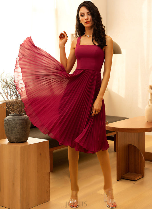 Chiffon A-Line Knee-Length Homecoming Homecoming Dresses Emmy With Pleated Square Dress Neckline