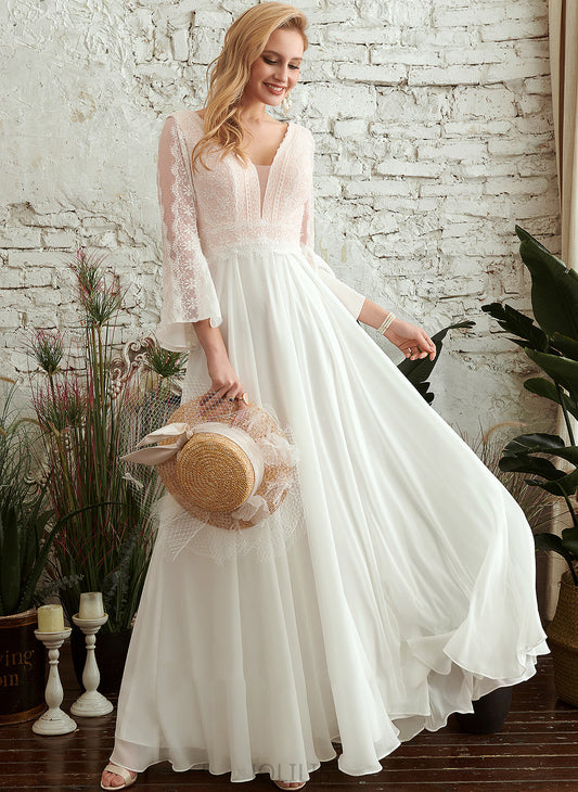 Dress Floor-Length Evelyn Wedding Dresses Wedding A-Line V-neck