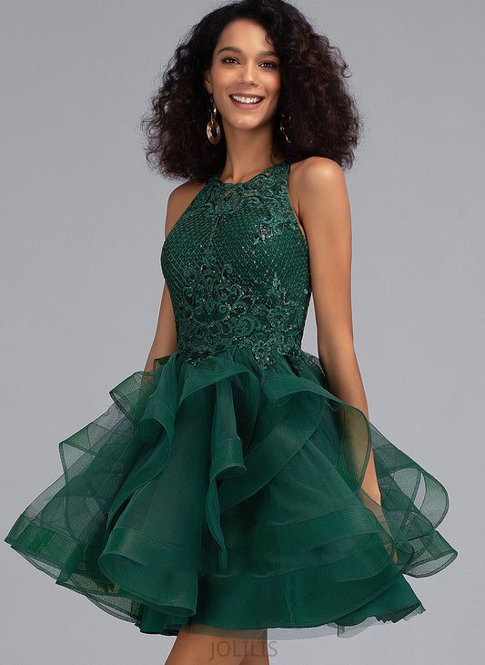 Scoop Sequins With Short/Mini Prom Dresses Ball-Gown/Princess Neck Tulle Eileen