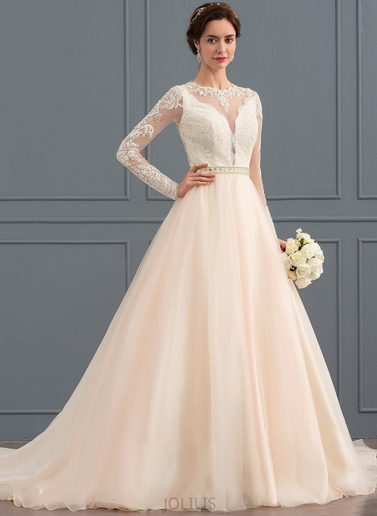 Scoop Wedding Dresses Dress With Beading Train Nita Tulle Chapel Ball-Gown/Princess Wedding Neck