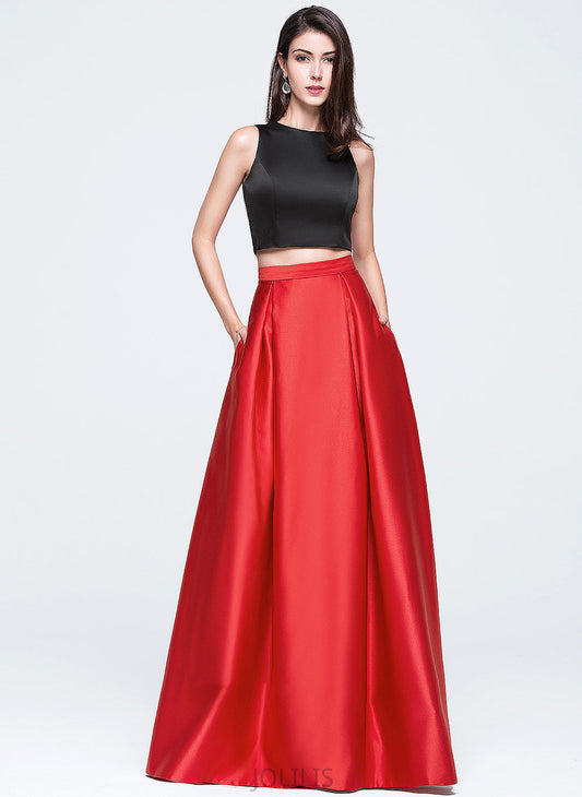 Neck With Satin Pockets Prom Dresses Floor-Length Scoop Elaina Ball-Gown/Princess