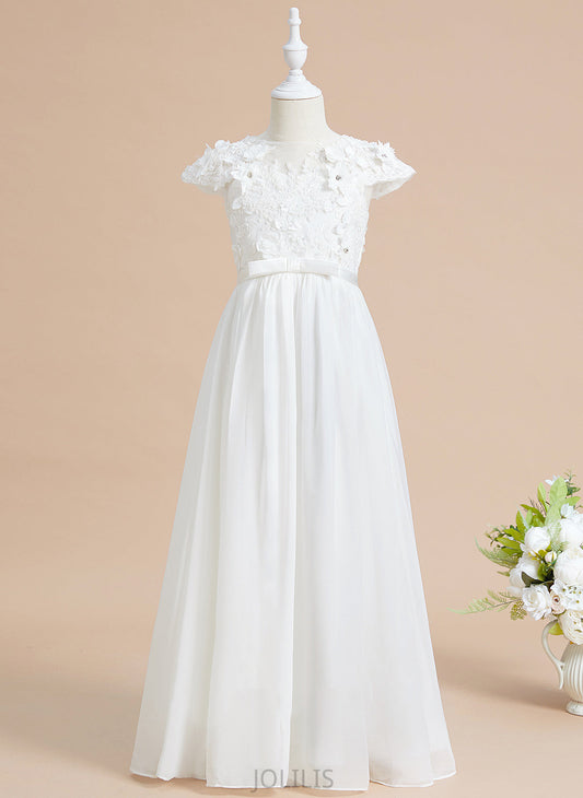 Flower Girl Dresses Neck With Camilla Short Chiffon/Lace Flower Sleeves A-Line Girl - Floor-length Dress Flower(s) Scoop