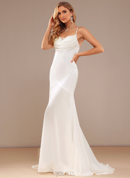 Train V-neck Lace Sweep Dress Chiffon Wedding Belen Trumpet/Mermaid Wedding Dresses