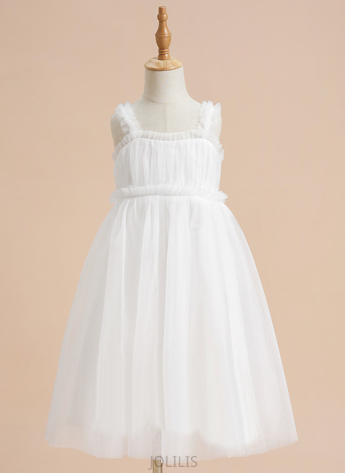 Tulle Flower Knee-length Dress Flower Girl Dresses Square Maia Neckline - Sleeveless A-Line Girl