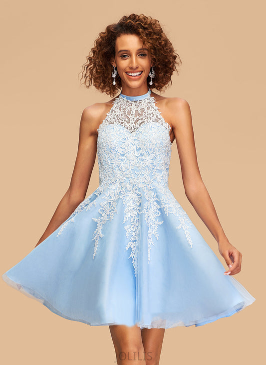 Homecoming Dresses Homecoming Halter Tulle Aliana Short/Mini Dress Lace With A-Line