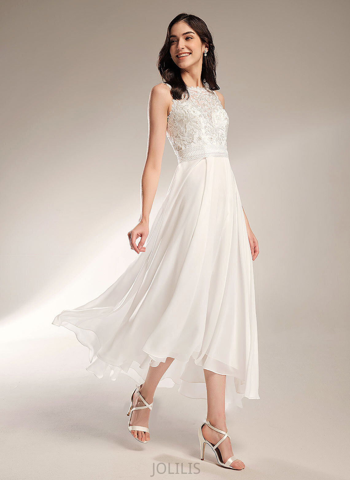 Scoop Neck Asymmetrical Alice Wedding Wedding Dresses Dress A-Line