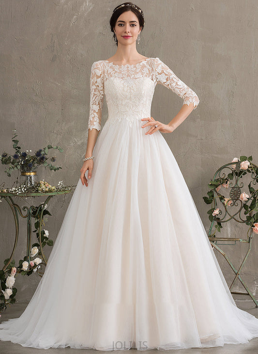 Train Wedding Dresses With Scoop Sequins Cassandra Dress Tulle Wedding Ball-Gown/Princess Neck Court