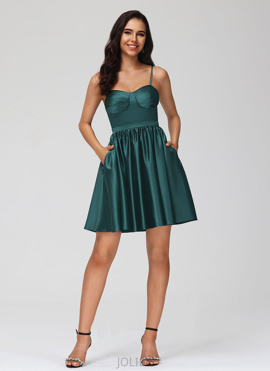 A-Line Mariyah Dress Homecoming Sweetheart With Pockets Homecoming Dresses Short/Mini Satin