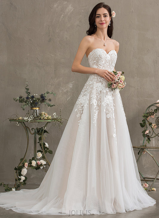 Wedding Ball-Gown/Princess Court Madelyn Train Dress Tulle Wedding Dresses Sweetheart Lace