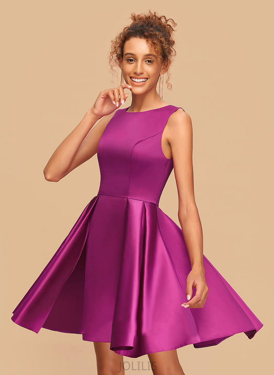 Short/Mini Neck Dress Katharine Scoop Homecoming Satin Homecoming Dresses A-Line