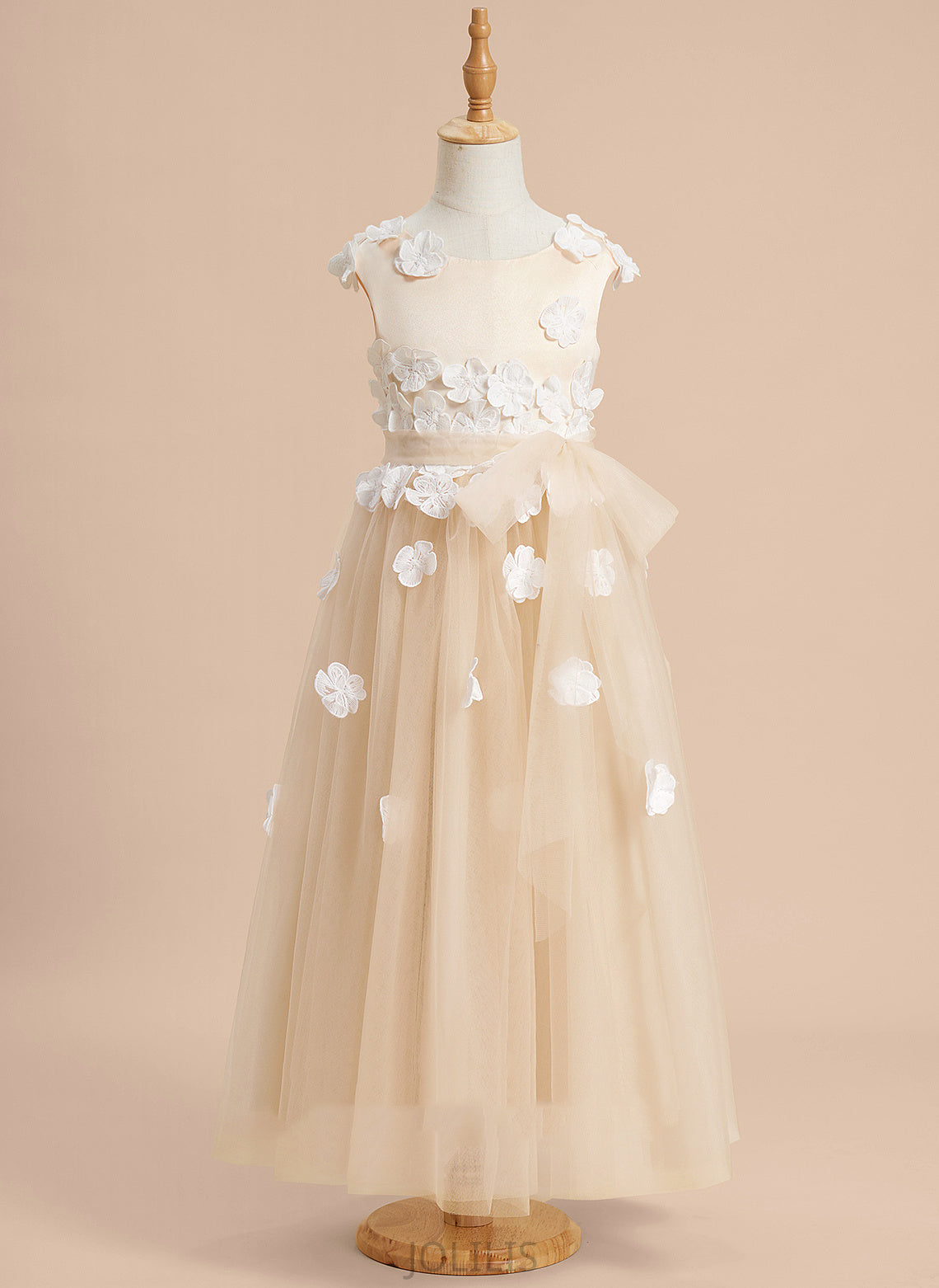 Flower Tulle Ankle-length Lace/Flower(s) - With Sleeveless Scoop Dress Girl Gracelyn A-Line Neck Flower Girl Dresses