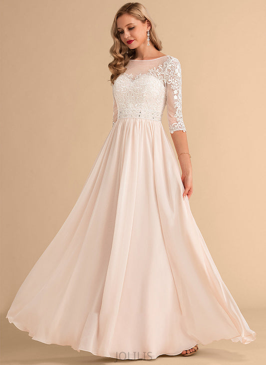 Lace Dress A-Line Beading Sequins Wedding Dresses Beatrice Wedding Illusion With Chiffon Floor-Length