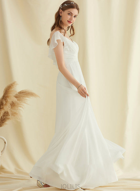 Chiffon Wedding Dresses Floor-Length Ann V-neck Ruffle A-Line Wedding With Dress