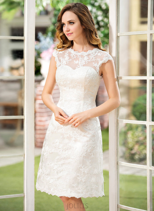 Eliza Satin Lace Wedding Dresses Wedding A-Line Dress Knee-Length