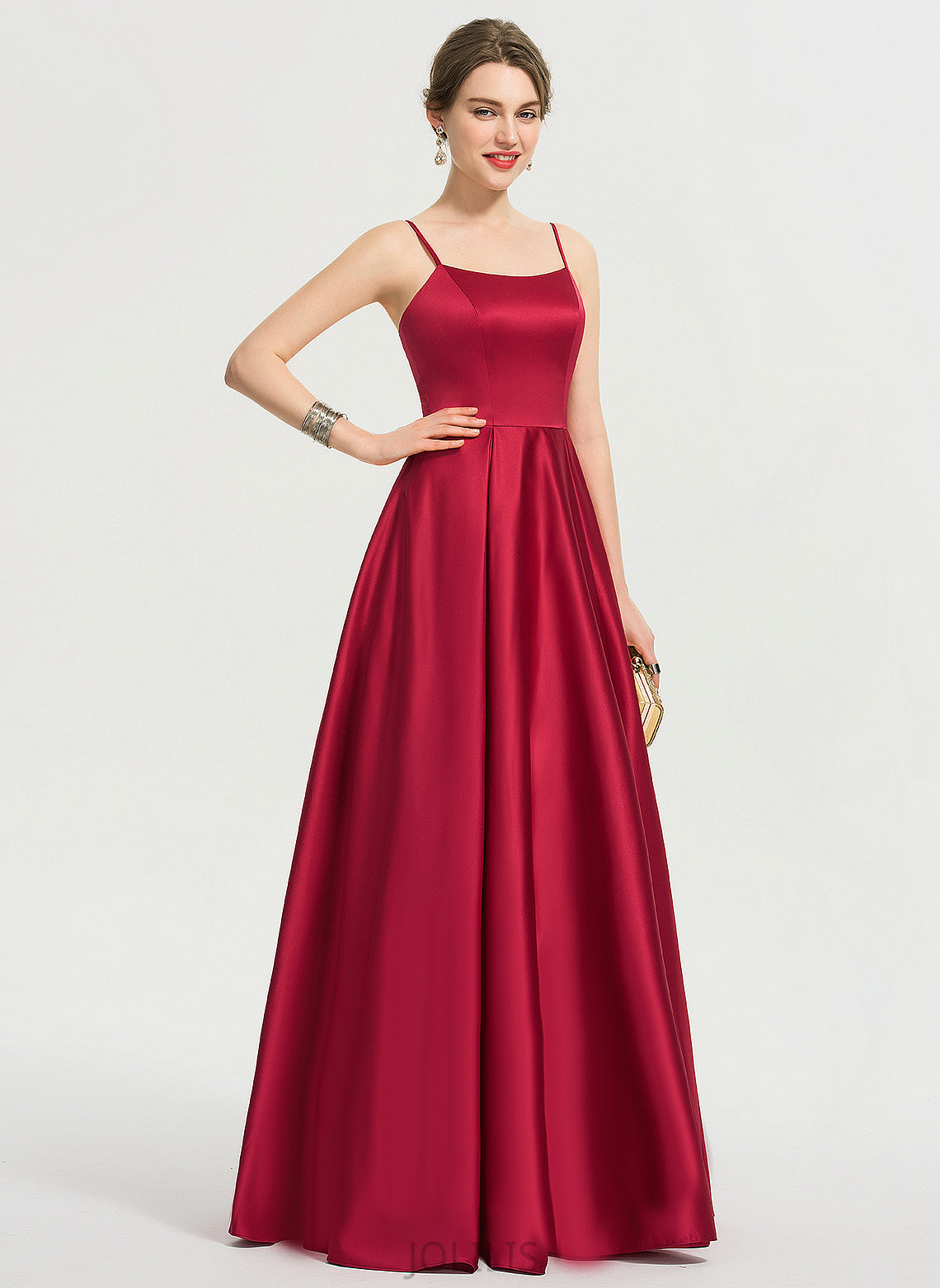 Floor-Length Gwendolyn A-Line Square Prom Dresses Satin