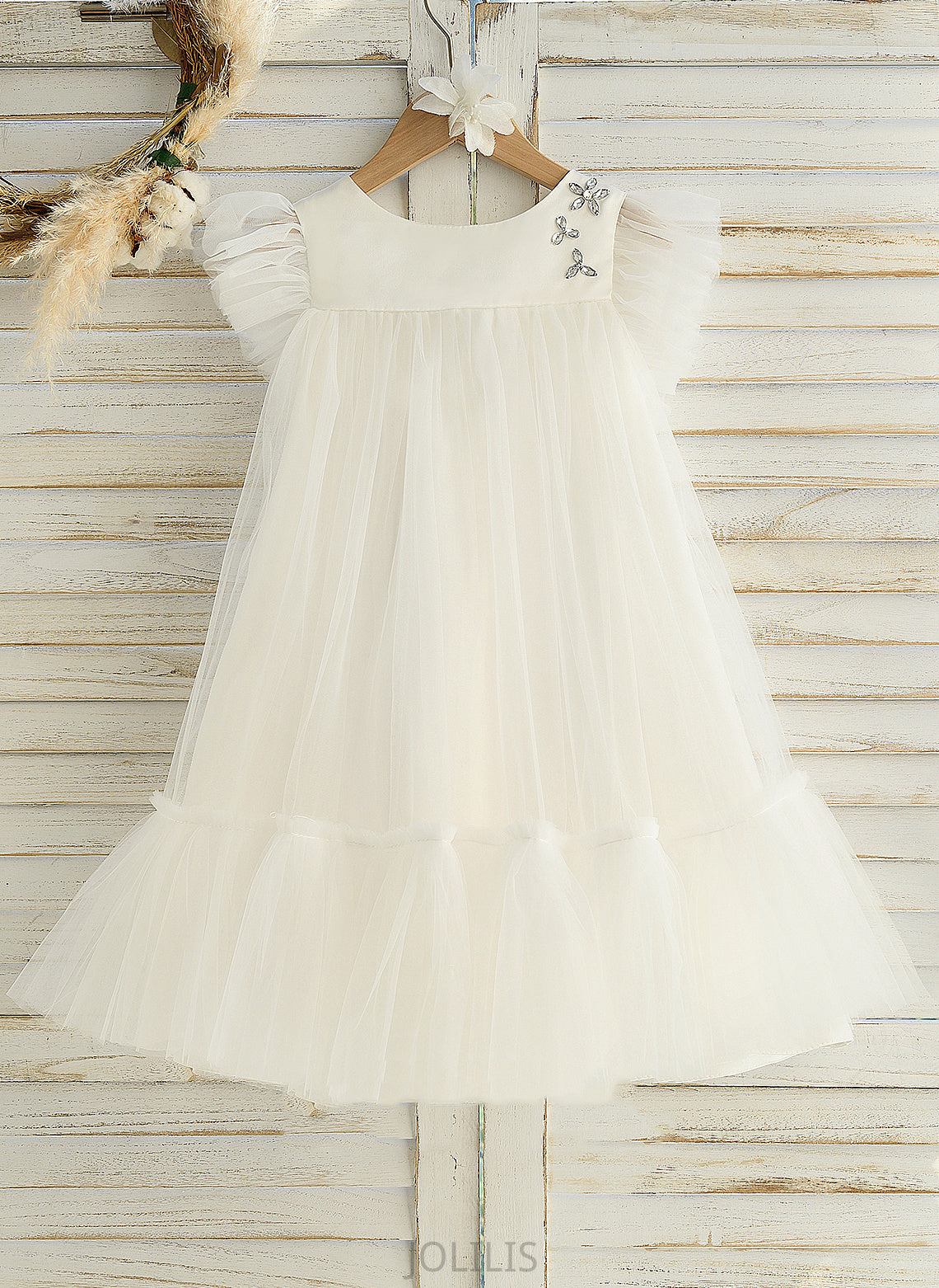 Flower Girl Dresses Flower Scoop With - Sleeveless Girl Knee-length Abby Dress Neck Ruffles Satin/Tulle A-Line