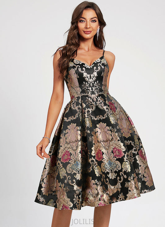 Homecoming Denise Knee-Length Flower(s) V-neck Lace Homecoming Dresses A-Line With Dress