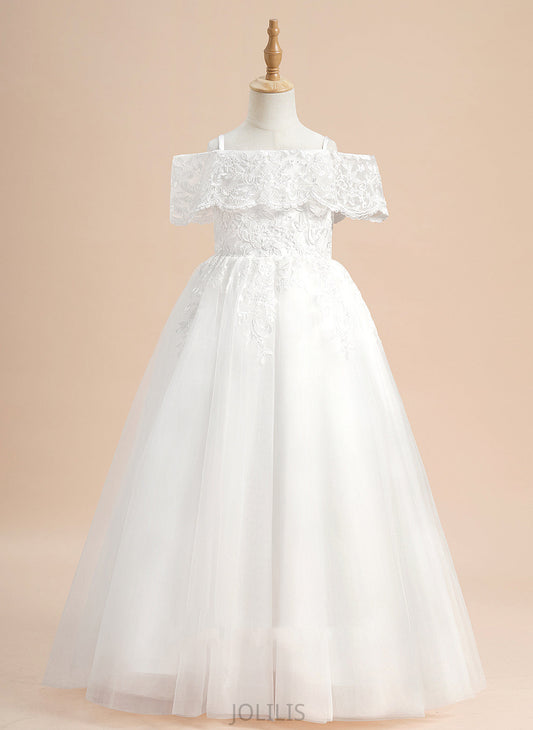 Ball-Gown/Princess Sleeves Girl Off-the-Shoulder Lace Short Flower Girl Dresses With Dress Tulle Anabella Flower - Floor-length