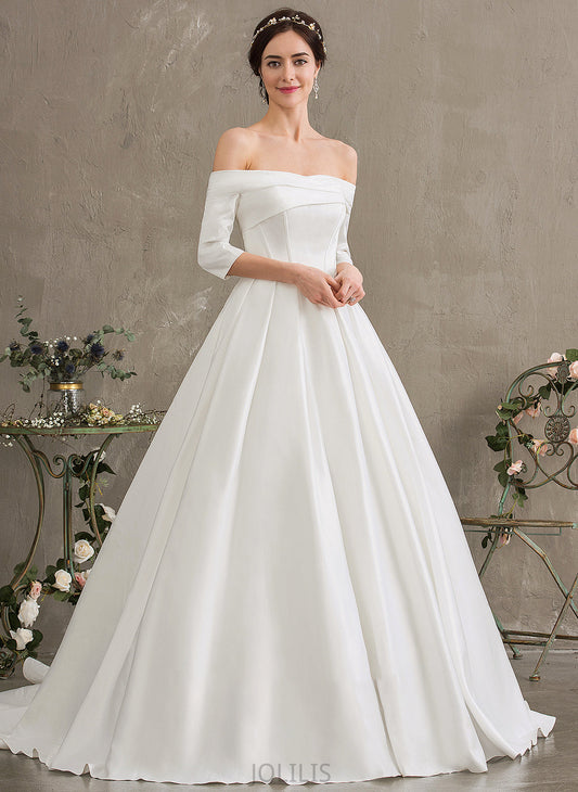 Ball-Gown/Princess Court Wedding Satin Wedding Dresses Train Gillian Dress