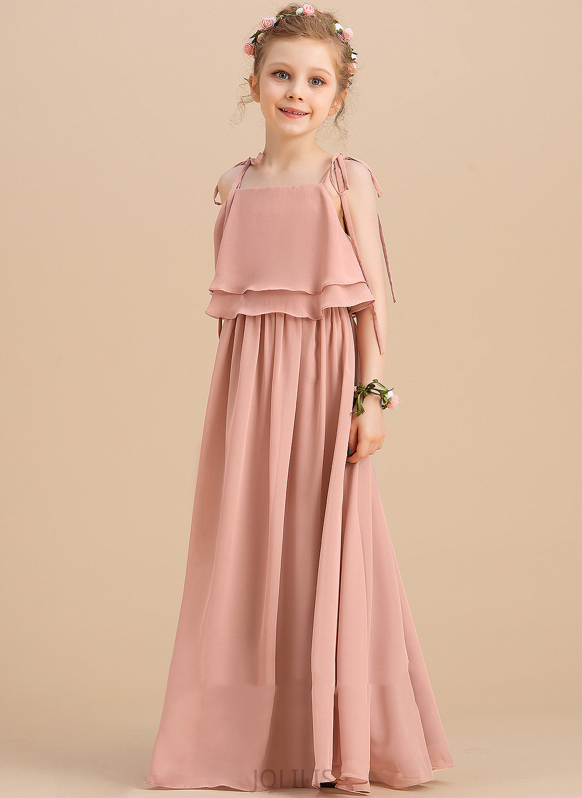 Flower Girl Dresses A-Line Sleeveless Square Neckline/Straps Dress Girl Floor-length Ann Flower - Chiffon