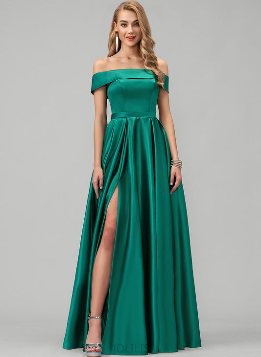 Autumn Prom Dresses Satin Off-the-Shoulder Floor-Length Ball-Gown/Princess