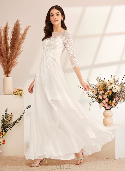 Ruffle Paola Dress Illusion Floor-Length Wedding Dresses Lace Beading A-Line With Chiffon Wedding