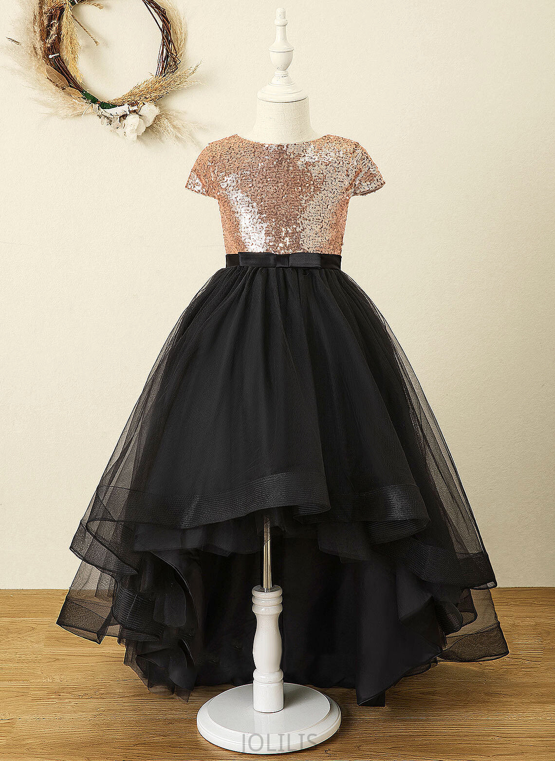 Dress - Sleeveless Flower A-Line Flower Girl Dresses Bow(s) Tulle/Sequined Scoop Linda Girl Asymmetrical Neck With