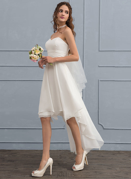 Sweetheart Asymmetrical Chiffon With Wedding A-Line Dress Xiomara Ruffle Wedding Dresses