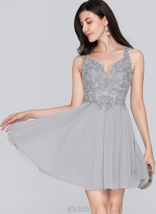 Short/Mini Sweetheart A-Line Homecoming Dresses Rosalie With Chiffon Sequins Dress Beading Lace Homecoming