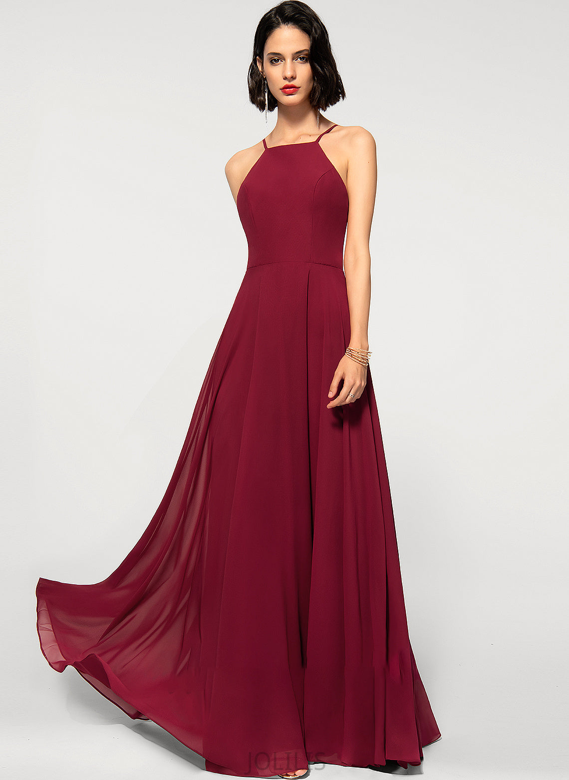 Floor-Length Neckline Neck Louise Chiffon Square Scoop Prom Dresses A-Line