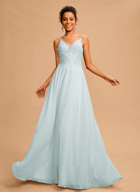 Joanna Prom Dresses Floor-Length A-Line With V-neck Chiffon Sequins