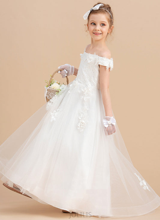 With Off-the-Shoulder Flower Dress Sweep Flower Girl Dresses Girl - Flower(s) Ball-Gown/Princess Tulle/Lace Karsyn Train Sleeveless