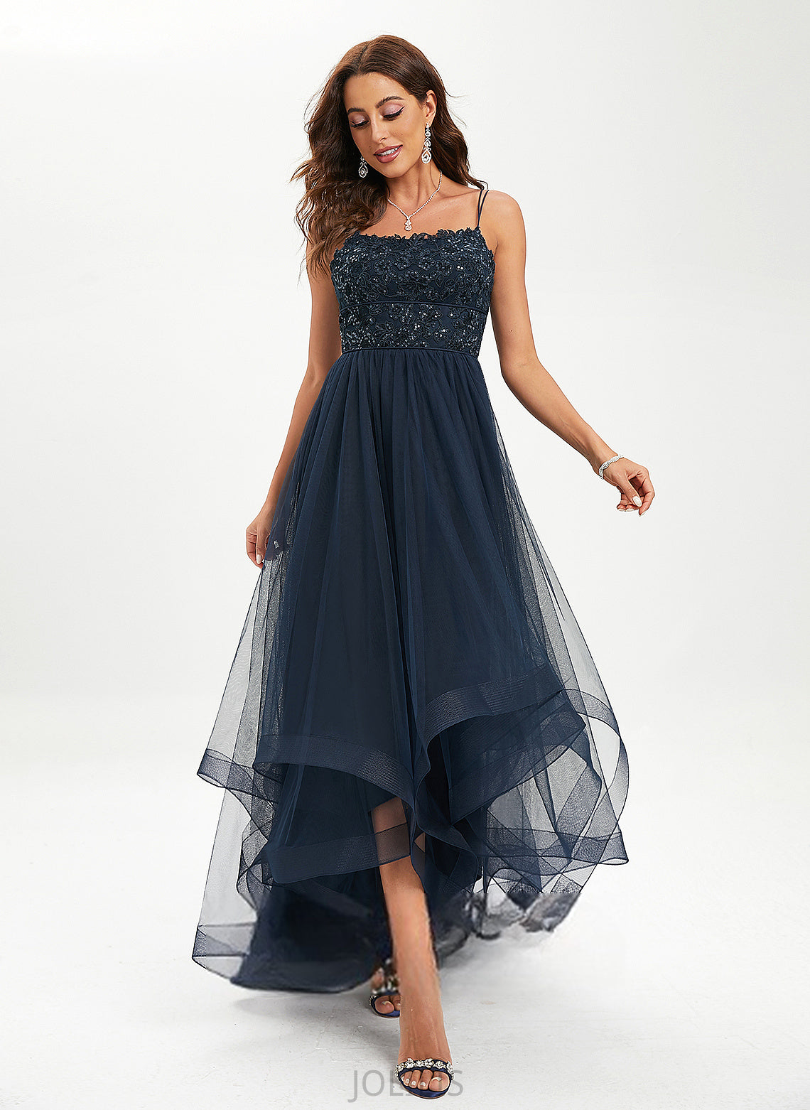 Asymmetrical Ball-Gown/Princess Lace Sequins Scoop Prom Dresses Patti With