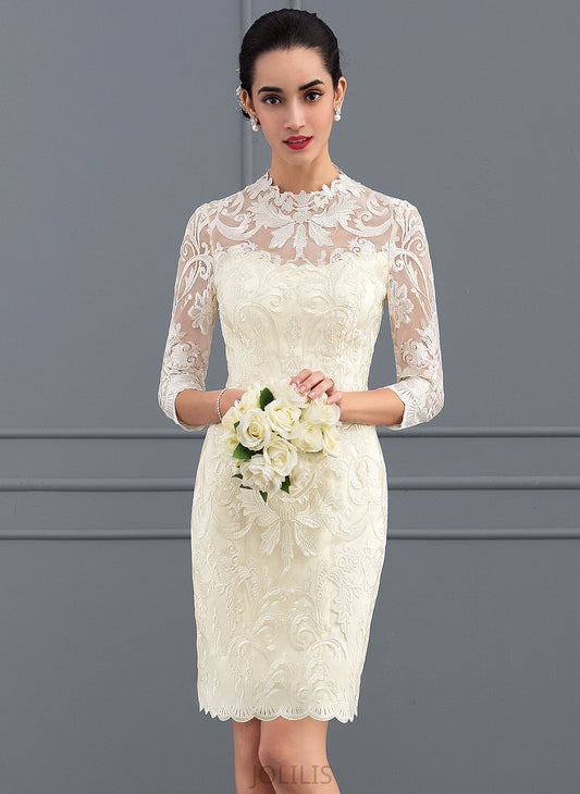 Sheath/Column High Knee-Length Dress Charlize Wedding Neck Lace Wedding Dresses