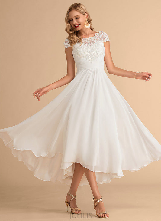 Chiffon Wedding Scoop Asymmetrical Neck Jaida A-Line Dress Wedding Dresses